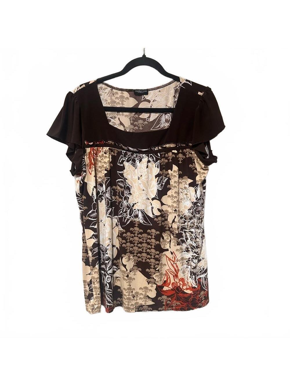 PerSeption Concept Brown Floral Blouse